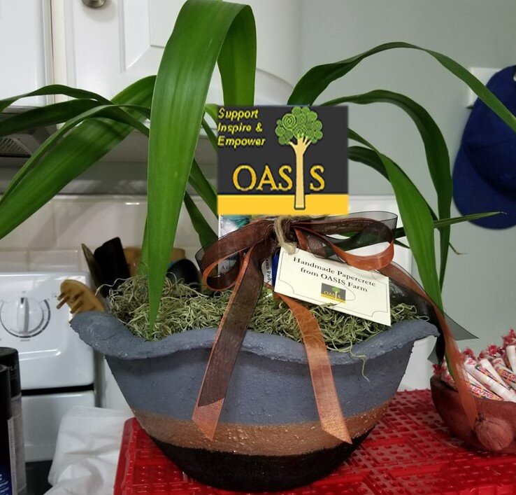 Volunteers with produce harvest